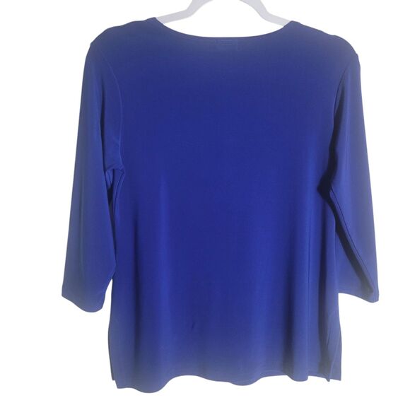 Simpli Made in Canada 3/4 Sleeve Stretch Top Women's Size 6 Royal Blue Basic - Picture 2 of 11
